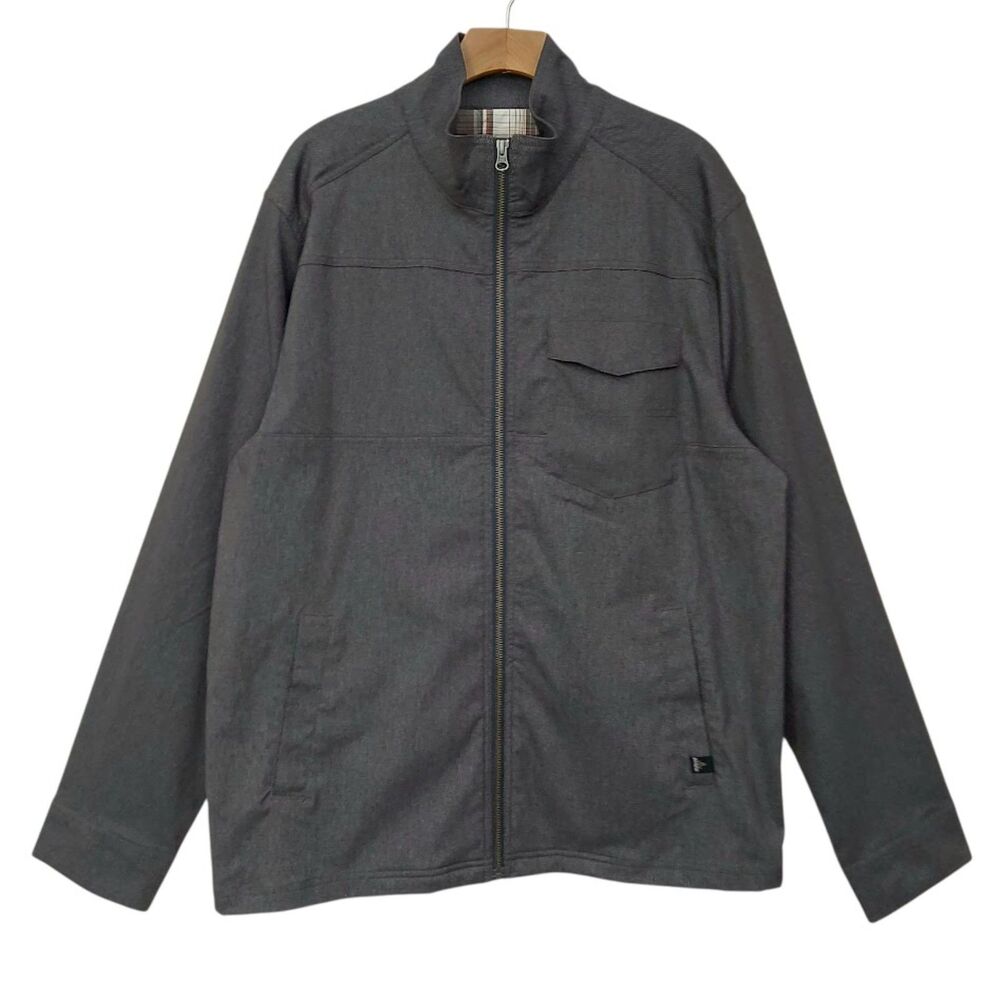 Prana Full Zip Jacket Mens XL Charcoal Gray Softshell Travel Outdoor